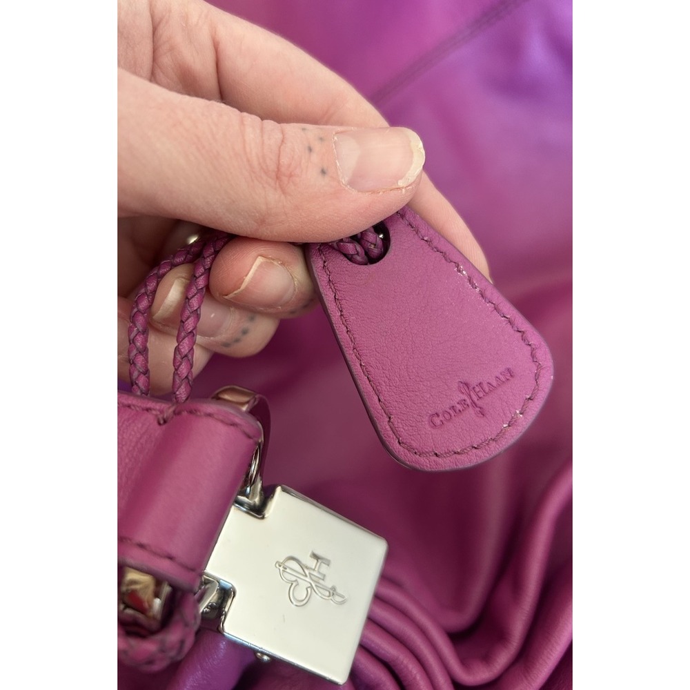 Cole Haan Parker Hobo Cornelia Shoulder Bag Large Beet Pink Purple Leather Purse - Picture 11 of 13